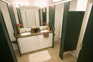 interior of portable restroom