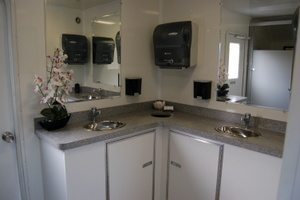 Interior of a portable restroom